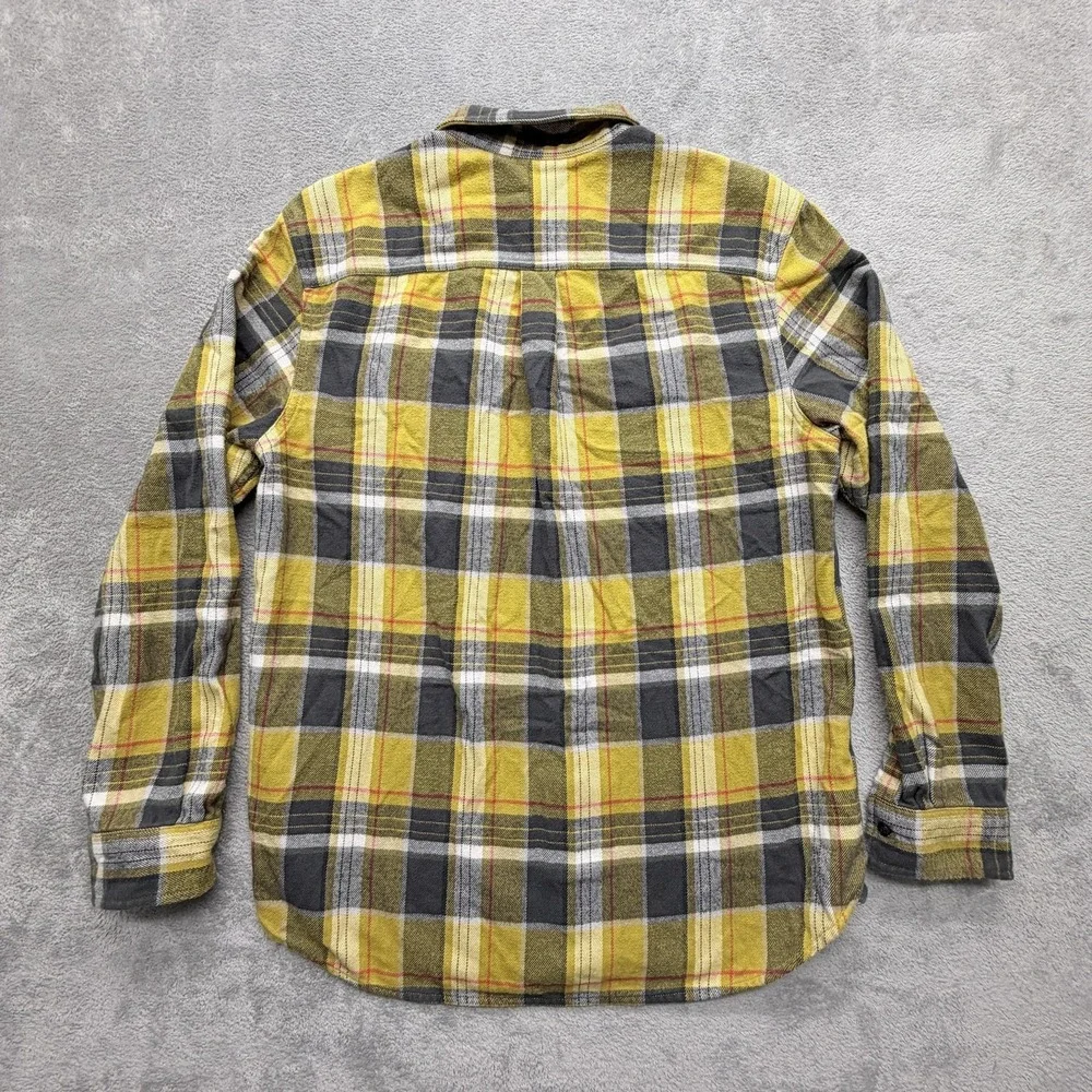The North Face Shirt Mens L Yellow Plaid Long Sleeve Button Up Flannel Collared